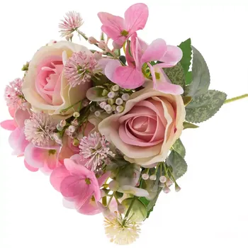 umělá květina Umělá růže - keřík růžová