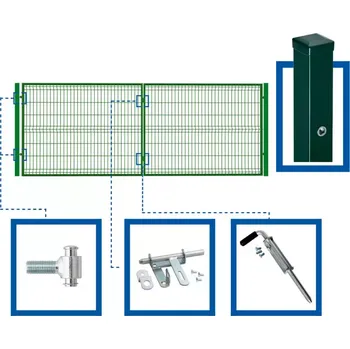 Plot 3D PLOTOVÁ BRÁNA 400 X 150 CM, KOMPLETNÍ SOUPRAVA - VČETNĚ SLOUPKŮ A PŘÍSLUŠENSTVÍ, WGBRA-T000295