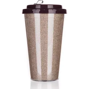 Hrnek cestovní Glitters 500 ml sv. Hnědá 48788645