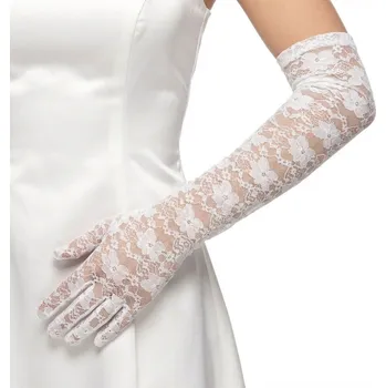 Funny Fashion - Krajkové dlouhé rukavice bílé 45cm