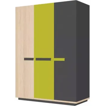 Předsíňová stěna Skříň Wow 142 cm Grafit/Zelená Iguana/Dub Nagano