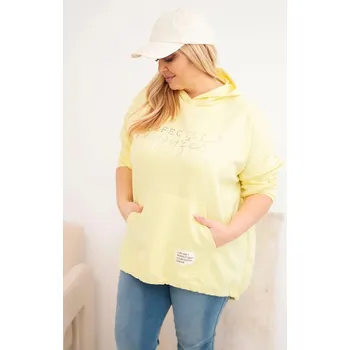 Dámská mikina Dámská mikina Plus Size s kapucí a potiskem žlutá UNI