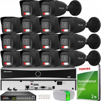 IP kamera SADA 14 KAMER IPC-B160HA-LU 6MPX IP EXTERIÉROVÉ ČERNÉ HILOOK HIK DISK 2TB