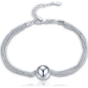 Náramek Dámský stříbrný náramek se třemi řetízky a kuličkou JMAS0302SB17 + dárek zdarma