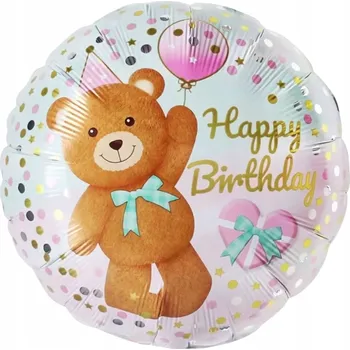 Balónek FÓLIOVÝ BALÓNEK Happy Birthday MEDVÍDEK k NAROZENINÁM BAREVNÝ