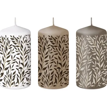 Svíčka Svíčka válec 60x120 mm Lístky, mix barev
