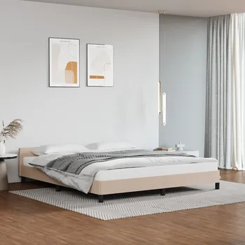 Postel Rám postele s čelem, bez matrace, cappuccino, 180x200 cm