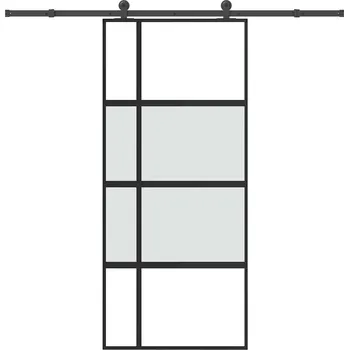 Interiérové dveře vidaXL Posuvné dveře s kováním 90x205 cm tvrzeného sklo a hliník [3333035]