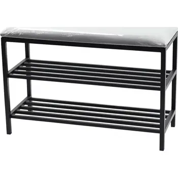 Botník kov se sedákem Loft černý 51x75x30cm