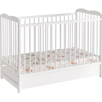 Postel Dětská Postýlka Ala Ii Plus Zásuvka + Materace Bílý