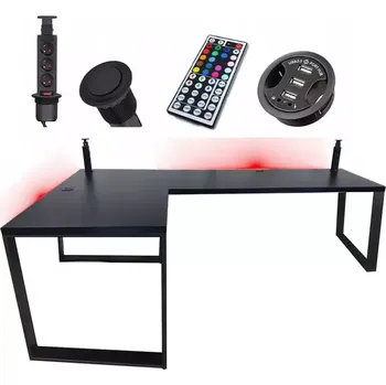 Kancelářská sestava Psací Stůl Roh. Loft Low Černá 202x136x3,6 Model 3