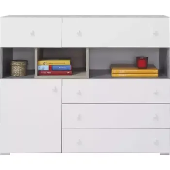 Kancelářská sestava Komoda Sigma 110cm Beton/Bílá/Dub