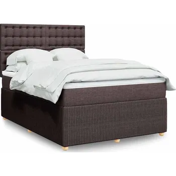 Postel vidaXL Box spring postel s matrací 140x190 cm textil [3292070] Barva: tmavě hnědá