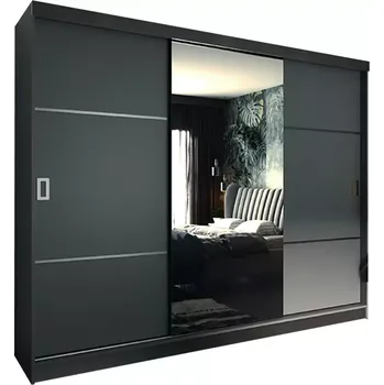 Kancelářská sestava Skříň Retro 200 3l Grafit / Přední Černá