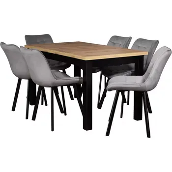 Jídelní set Jídelní set Mira 3 1+6 ST58 140x80+40 artisan/černá W174 šedá