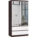 SKŘÍŇ S 90 cm 2 DVEŘE 2 ZÁSUVKY 2 ZRCADLA PK WENGE / BÍLÁ