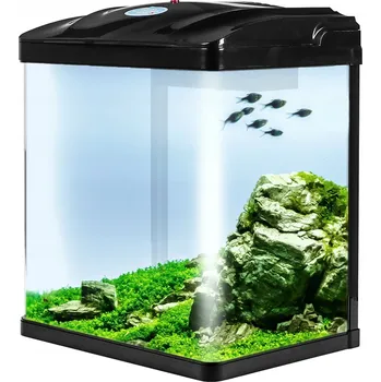 Akvárium AKVARIJNÍ SET 19L KOMPLETNÍ S FILTREM, LED OSVĚTLENÍM A VÍKEM, ČERNÝ