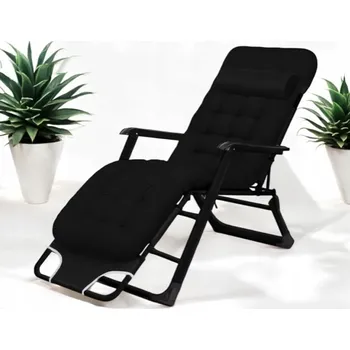 Zahradní lehátko Zahradní lehátko s černým rámem a polštářem Černá