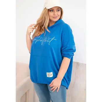 Dámská mikina Dámská mikina Plus Size s kapucí a potiskem chabrová UNI