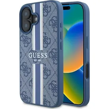 Pouzdro na mobilní telefon Guess Hardcase 4G Printed Stripes MagSafe iPhone 16 Modrá