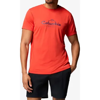 Tričko s potiskem Columbia Zero Rules Light S/S Graphic Crew - super sonic/scripted peaks