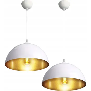 Závěsné svítidlo 2x LOFT E27 Bílo-Zlaté | Retro Industriální LED do obýváku