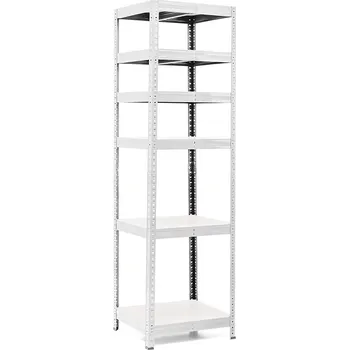 regál Policový regál Trestles RH 2200x600x500, nosnost 2100 kg, 6 polic Barva: pozink, Provedení police: bílá MDF 5 mm