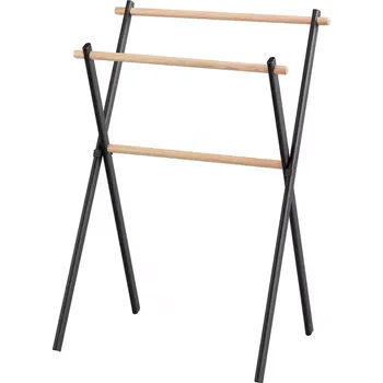 Držák na ručník Stojan na ručníky černý bambus 59X40X87