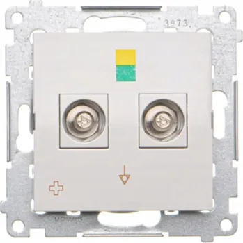 Elektrická zásuvka Dvojitá ekvipotenciální zásuvka bílá antibakteriální Simon 54 2x75mm