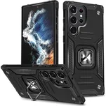 Wozinsky Ring Armor pouzdro Samsung Galaxy S23 Ultra pancéřové pouzdro magnetický držák kroužek černá