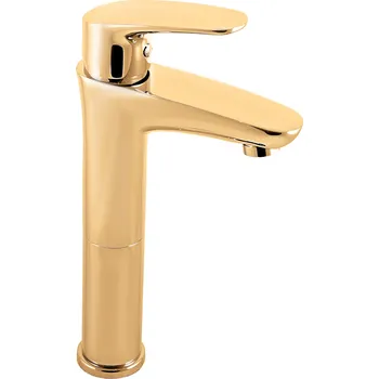 Vodovodní baterie AMUR - Umyvadlová vysoká baterie bez výpusti, Zlatá - kartáčovaná AM730.0ZK, RAV Slezák Barva: ZLATÁ - kartáčovaná, Rozměr: 1/2"