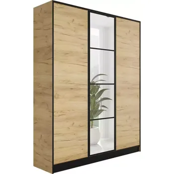 Šatní skříň Skříň Eden 3D 157 dub craft zlatá vzor 1