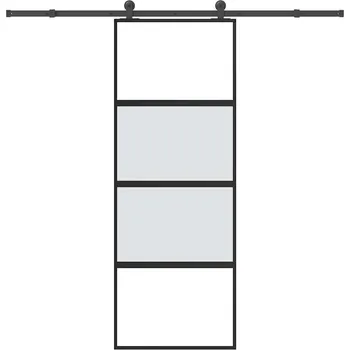 Interiérové dveře vidaXL Posuvné dveře s kováním 76x205 cm ESG sklo a hliník [3332998] Barva: matt and transparent