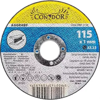 Řezný kotouč Korundový řezný kotouč na kov 115 x 1,0 mm, Condor