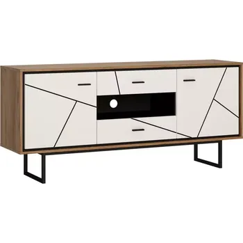 Kancelářská sestava Komoda Brolo BROK01 2D2S dub catania/černá perla/mdf bílý HG