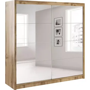 Kancelářská sestava Skříň Verona 200cm Dub Wotan/Zrcadlo