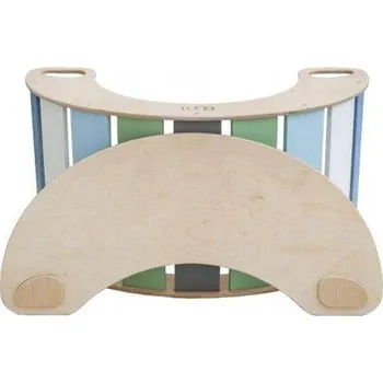 Dětská houpačka Slunečná modrozelená dřevěná houpačka + stůl