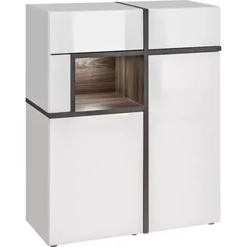 Vinotéka Vitrína Nízka Cross Bily/Perla Elm Pew Cs Wsn