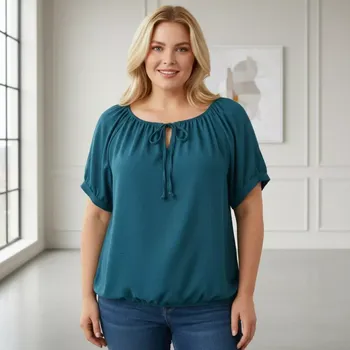 Petrol dámské triko Una pro plnoštíhlé N2439