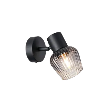 LED páska MITURA lampa kinkiet czarny 1x40W E27 klosz dymiony