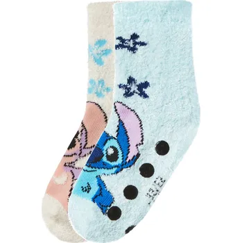 Dětské ponožky, 2 páry (Stitch / bílá / světle modrá, 23/26)