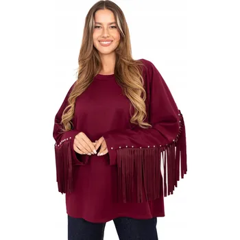 Dámská mikina Mikina Dámská Volná Oversize s třásněmi a cvočky