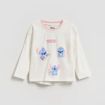 Dívčí oblečení Reserved - Tričko Lilo & Stitch - krémová - 893HT-01X - 893HT-01X-80