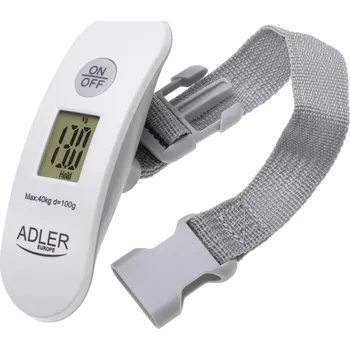 Osobní váha Váha na zavazadla Adler, do 40 kg, LCD displej, funkce tárování a stabilizace, bílá a šedá, AD 8189
