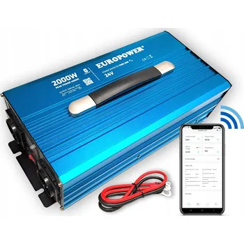 Měnič napětí EUROPOWER 24V na 230V 2000W MĚNIČ NAPĚTÍ AUTOMOBILOVÁ ČISTÁ SINUS DC/AC BLUETOOTH