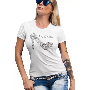 Dámské tričko Tričko dámské-Love Shoes L bílé