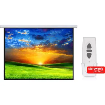 Projekční plátno Promítací plátno elektrické 135'' 300x168cm 16:9 na dálkové ovládání a ovladač na stěnu Maclean MC-561