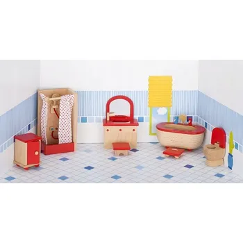 Doplněk pro panenku Nábytek do koupelny Goki béžovo-červený