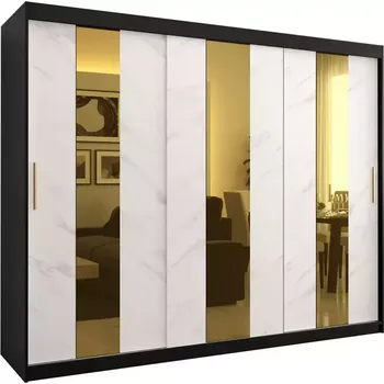 Předsíňová stěna Skříň Platinum Pole 250 černá mramor/bílá