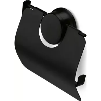 Koupelnový nábytek Věšák toaletního papíru s klapkou černý na přísavky w6753p